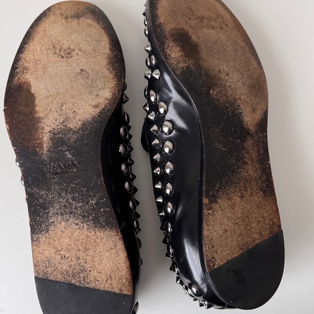 Prada Spazzalaro Studded men’s Black Loafers - Picture 5 of 9